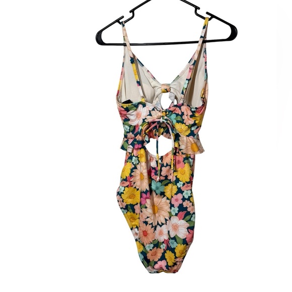 Hurley Floral Cutout One Piece Swimsuit Size XL - Picture 2 of 8